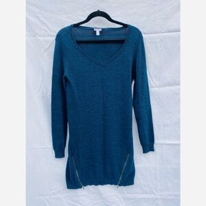 BP Blue Marled V Neck Knit Sweater Dress